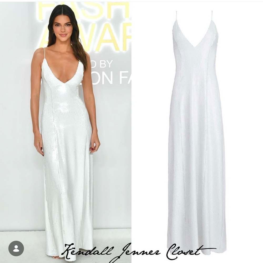 KHAITE White Backless Sequin Dress